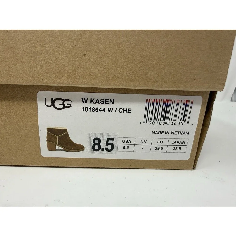 UGG Kasen Chestnut Suede Shearling Ankle Boots Womens 8.5